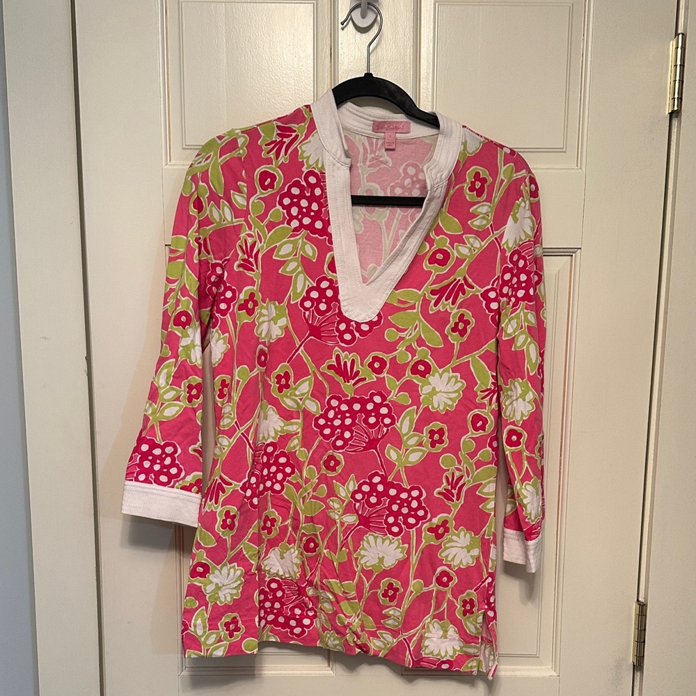 Lilly Pulitzer Pink and Green Floral Tunic
